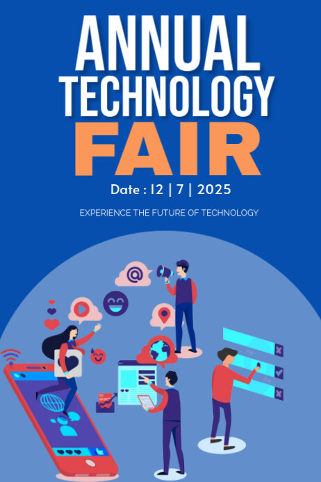 Tech Fair Event Program Sample Modèle Blue Joyful Annual Technology Fair Poster | PosterMyWall
