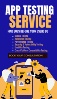 Blue Joyful App Testing Service  Business Card Biglietto da visita template