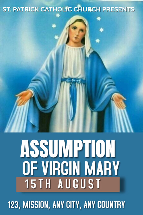 Blue Joyful Assumption Of Virgin Mary Poster template