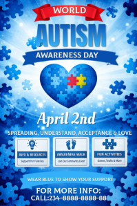 Blue Joyful Autism Awareness Pinterest Graphic Pinterest-grafik template