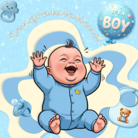 Blue Joyful Baby Announcement Instagram Post Video Instagram-opslag template