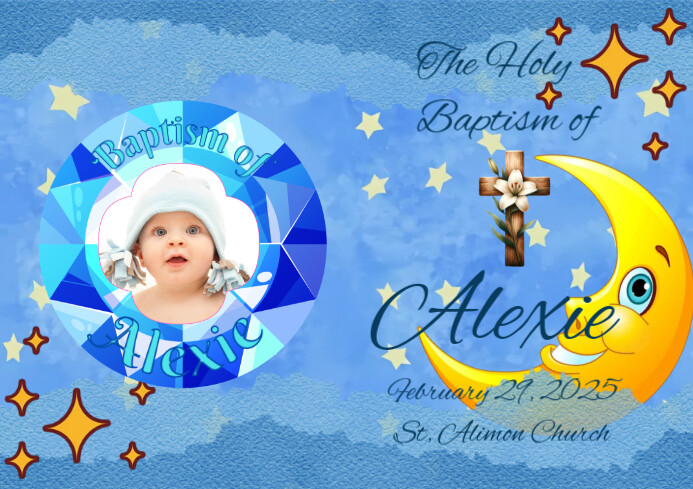 Blue Joyful Baby Baptism Ref Magnet Template A4