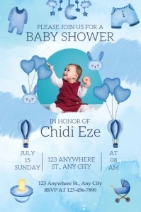 Blue Joyful Baby Shower Banner 4' × 6' template