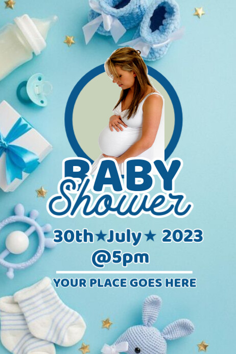 Blue Joyful Baby Shower Flyer Poster Cartaz template
