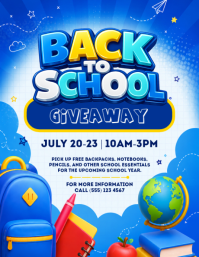 Blue Joyful Back to School Giveaway Flyer template