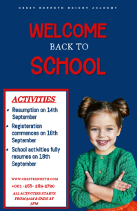 蓝色 Back to School Полстраницы широкого формата Template