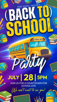 Blue Joyful Back to School Party Instagram Story Instagram-verhaal template