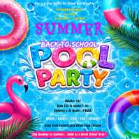 Blue Back to School Pool Party Iphosti le-Instagram Template