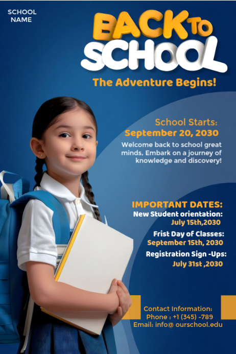 Blue Joyful Back to School Poster Template | PosterMyWall