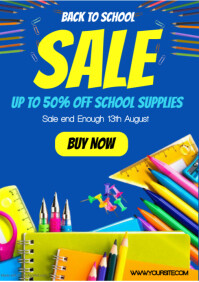 Blue Joyful Back To School Sale A4 template