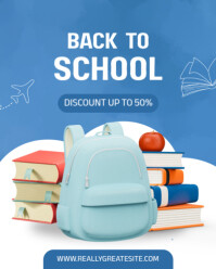 สีน้ำเงิน Back to School Sale Instagram Portrait Template