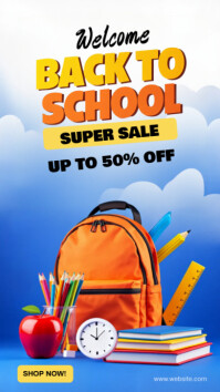 Blue Joyful Back To School Sales Instagram Story template