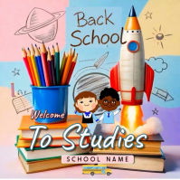 Blue Back to School Square Template