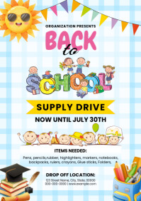 Blue Joyful Back To School Supply Drive A4 template
