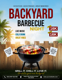 Blue Joyful Backyard Barbecue Flyer ใบปลิว (US Letter) template