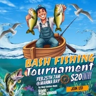 Blue Joyful Bash Fishing Contest Instagram Post template