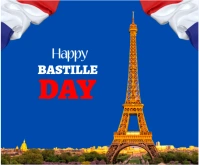 Blue Joyful Bastille Day Template  Medium Rectangle Rectángulo Mediano