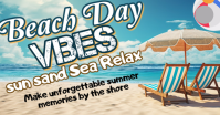 Blue Joyful Beach Day Facebook Shared Image template