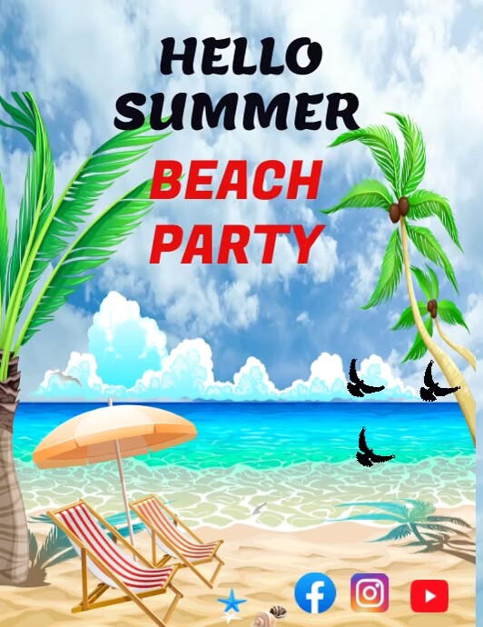 Blue Joyful Beach Flyer (us Letter) template