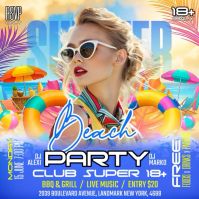 Blue Joyful Beach Party Instagram Post Video Instagram-bericht template