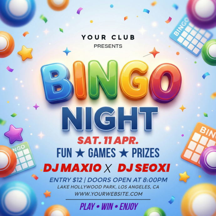 Blue joyful bingo night event instagram post Template | PosterMyWall
