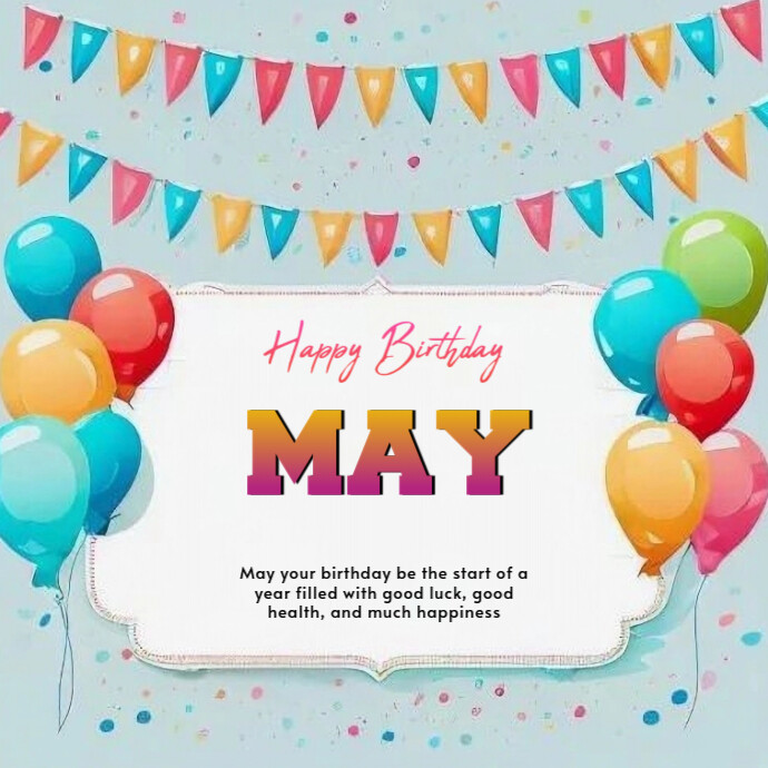 Blue Joyful Birthday Card Logo Template PosterMyWall