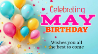 Blue Joyful Birthday Celebration Digital Display template