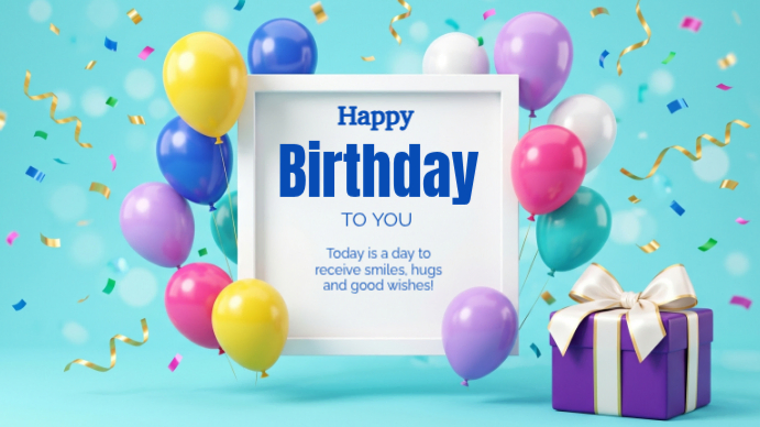 Blue Joyful Birthday Celebration Digital Display Template | PosterMyWall
