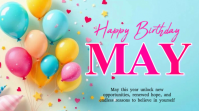 Blue Joyful Birthday Celebration Digital Display Digitalanzeige (16:9) template