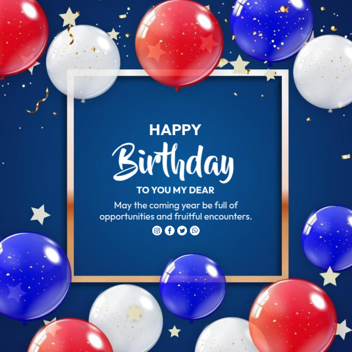 Plantilla de Blue Joyful Birthday Celebration Instagram Post | PosterMyWall