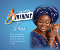 Blue Joyful Birthday Celebration Large Rectangle Большой прямоугольник template