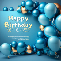 蓝色 Birthday Celebration Logotipo Template