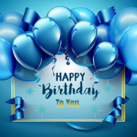 Blue Birthday Celebration Logo Template
