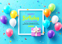 Blue Joyful Birthday Celebration Postcard template