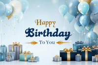 Blue Joyful Birthday Celebration Poster template