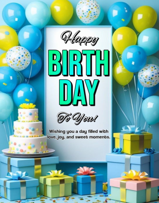 Plantilla de Blue Joyful Birthday Celebration Poster/Wallboard ...
