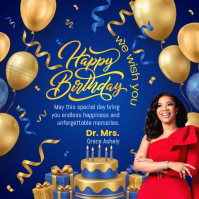 Blue Birthday Greeting Square Template