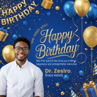 Blue Birthday Celebration Kvadrat Template