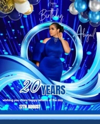 Blue Joyful Birthday Flyer Blue Background  Instagram Portrait template