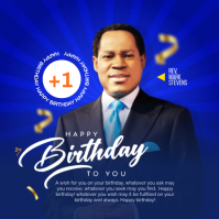 Blue Birthday Greeting โพสต์บน Instagram Template