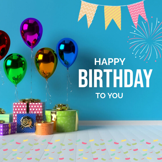 Blue Joyful Birthday Instagram Post Template | PosterMyWall