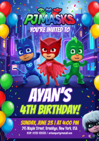 Blue Joyful Birthday Invitation A4 template