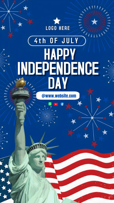 Blue Joyful Blue, Red And White Background Pa Template | PosterMyWall