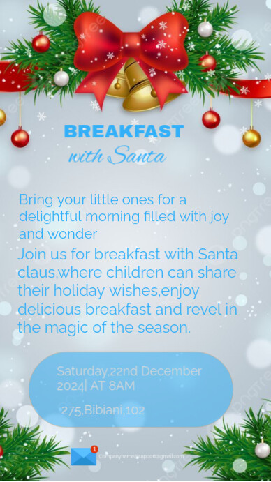 Blue Joyful Blue And White Breakfast With Santa Flyer Instagram Story template