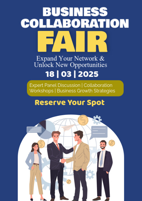 Blue Joyful Business Collaboration Fair A1 Template | PosterMyWall