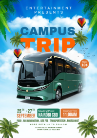 Blue Joyful Campus Trip A4 template