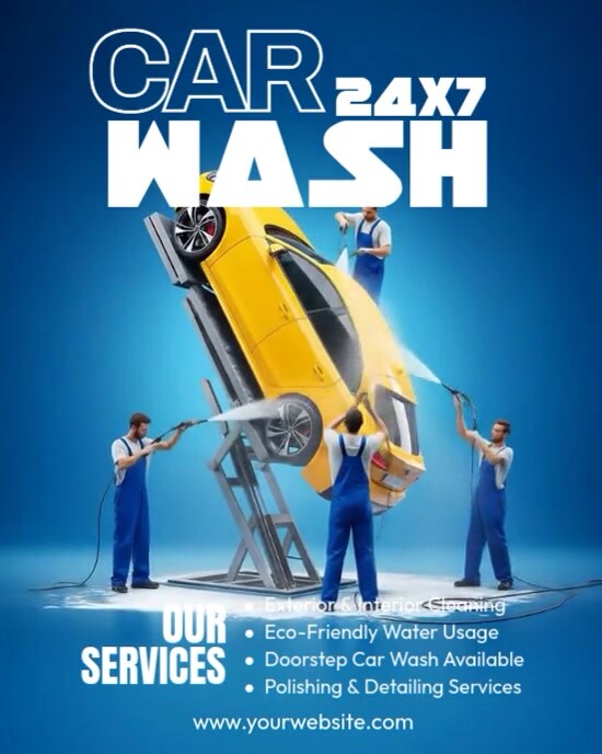 Blue Joyful Car Wash Instagram Portrait template