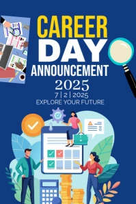 Blue Joyful Career Day Announcement Poster template