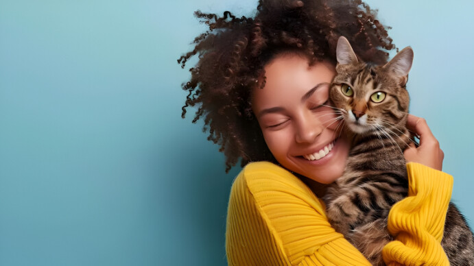 Blue Joyful Cat Day Digital Display (16:9) template