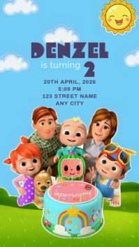 Blue Children's Birthday Party Digitalt display Template